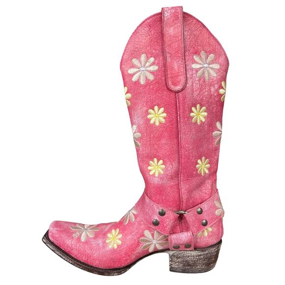 Old Gringo Women’s Hannaflor Pink Floral Distressed Cowgirl Boots Size US 7.5 - Picture 4 of 10